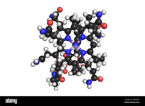 Vitamin B12 Cyanocobalamin Molecule 3d Render Chemical Structure Stock
