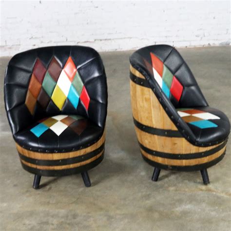 Mid Century Whiskey Barrel Swivel Barrel Chairs By Brothers Of Kentucky