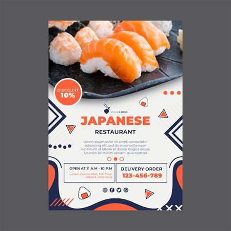 Free Vector Japanese Restaurant Poster Print Template