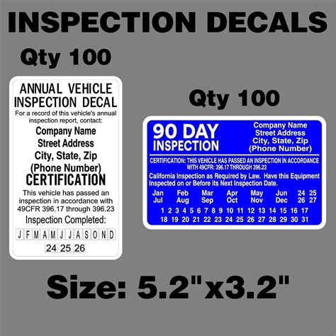 Annual Vehicle Inspection Sticker And 90 Day California Inspection Personalized Ebay