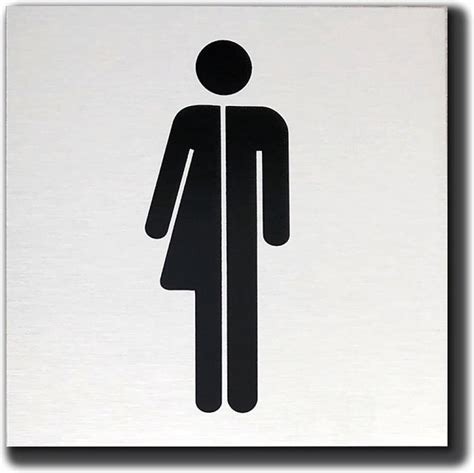 Genderneutraal Toilet Bordje Dames Heren Wc Geborsteld Aluminium