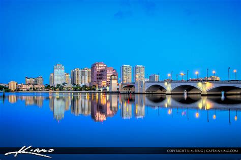 West Palm Beach Blue Night Skyline Hdr Photography By Captain Kimo