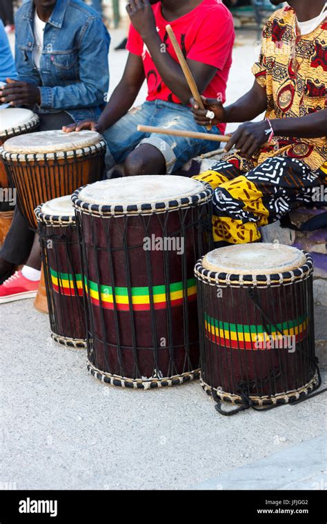 Djembe Drummers Playing Stock Photo Alamy