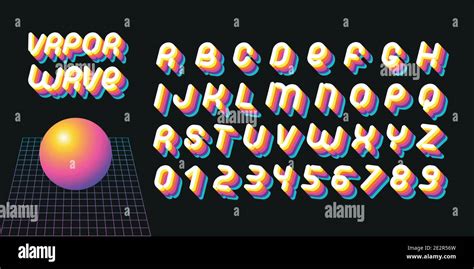 Vaporwave Font Letters Of 70s 80s Aesthetics Vector Alphabet In Retro