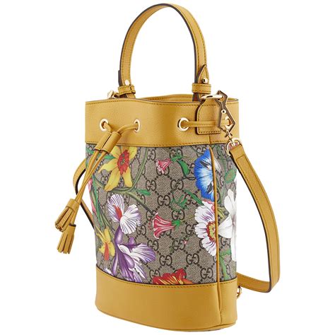 Gucci Ophidia Gg Flora Pattern Small Bucket Bag In Yellow 550621 Hv8hc