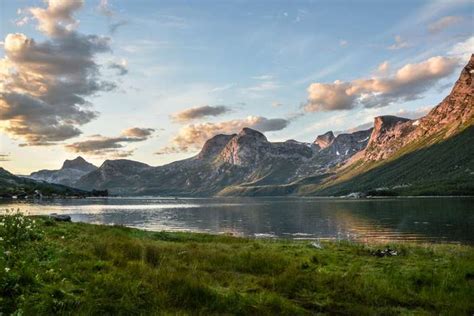 3840x2560 Clouds Daylight Fjord Grass Lake Landscape Mountain
