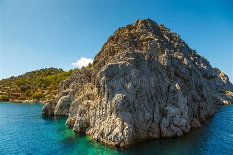 Rock In The Aegean Sea Rocky Island Rocky Coast Snake Island Stock