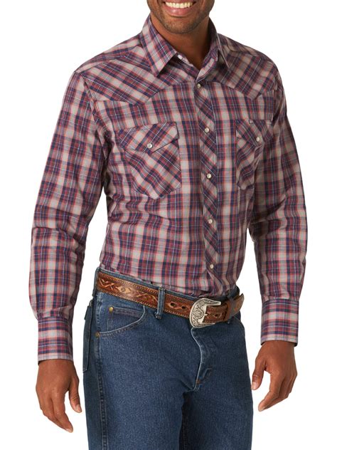 Wrangler Men S Long Sleeve Western Shirt Walmart Com