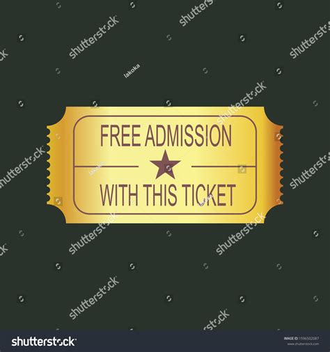 Vintage Golden Ticket Admission Cinema Theater Stock Vector Royalty