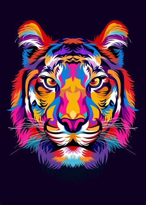 Colorful Tiger Poster By Cholik Hamka Displate Pop Art Animals