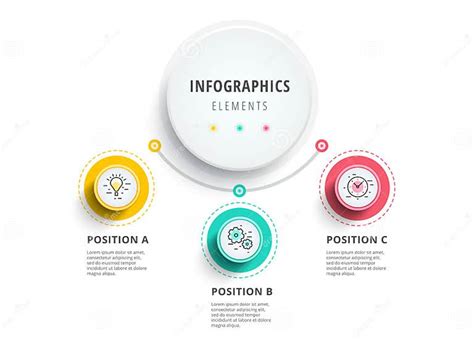 Business 3 Step Process Chart Infographics With Step Circles Ci Stock