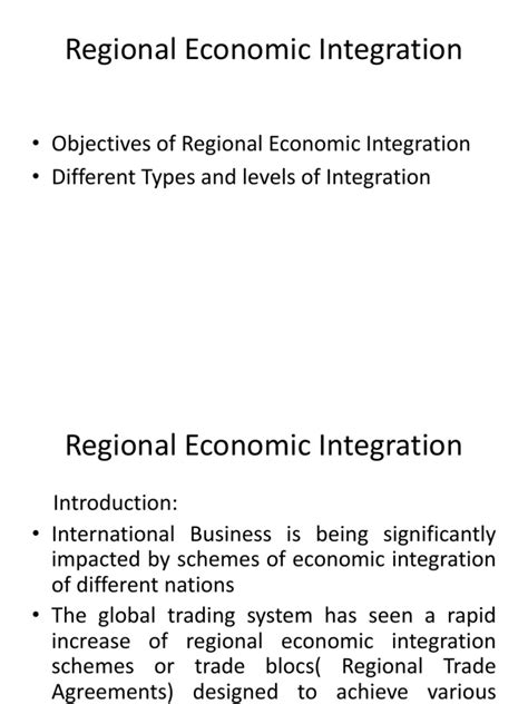 Regional Economic Integration Pdf Economic Integration Free Trade