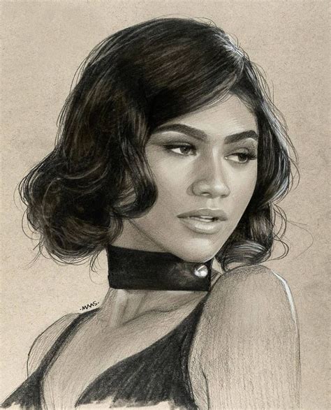 Zendaya Fan Art Celebrity Art Drawings Celebrity Portraits Drawing
