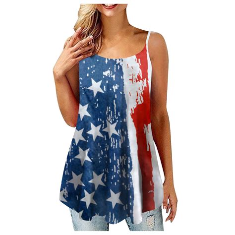 Qucoqpe Women Summer Plus Size Tank Tops 4th Of July Independence Day