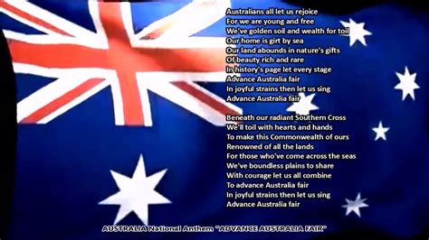 Australia National Anthem Advance Australia Fair With Music Vocal And