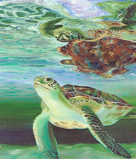 Reflections Of A Honu Painting By Linda Briggs