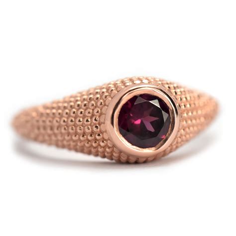 Nubia Round Rhodolite Rose Gold Ring Size 725us In 2022 Gold Rings