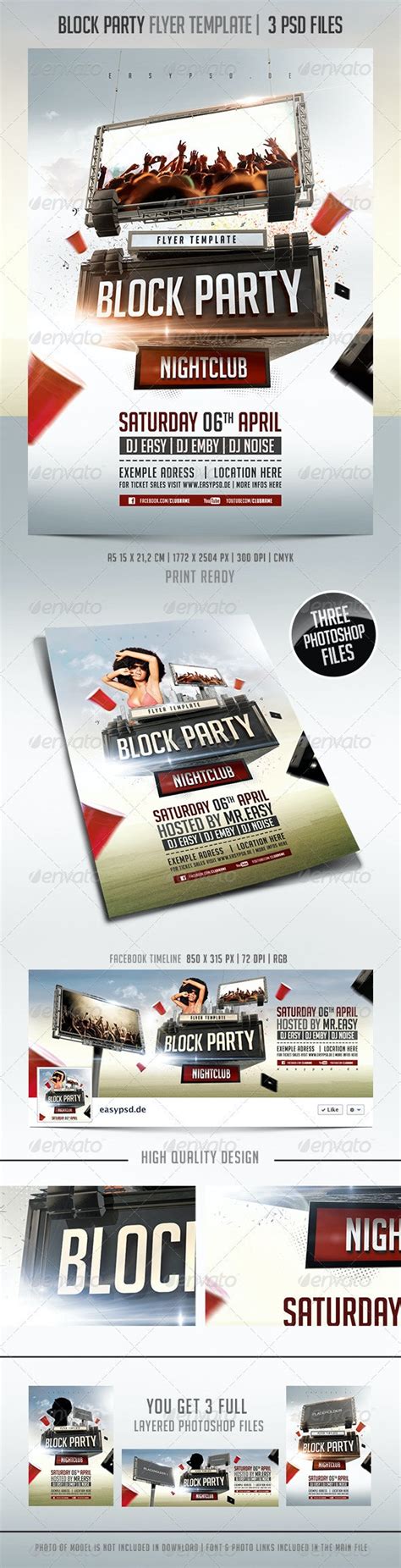 block party flyer template  pixelfrei graphicriver