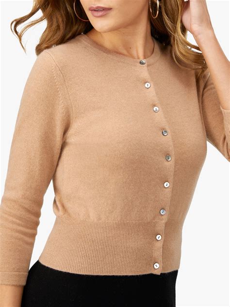 Pure Collection Cashmere Cropped Cashmere Cardigan Salmon Pink