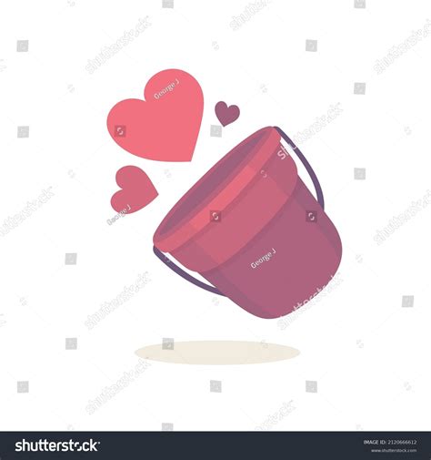 Bucket Hearts Little Buckets Drawing Cartoon Stock Vector Royalty Free