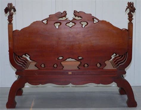 Old teak furniture often has heavy carved ornaments. Rare Chinese Export Hand Carved Dragon Bench Chair Solid Teak Redwood circa 1890 at 1stdibs