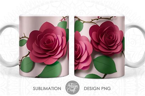 Roses Mug Wrap 3d Mug Design 11oz Mug Graphic By Artisan Craft Svg