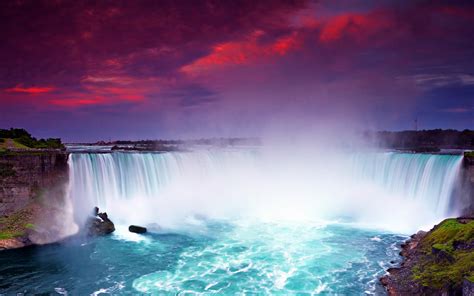 Nachtansicht Niagara Falls Schöne Wasserfälle Dämmerung Blaues