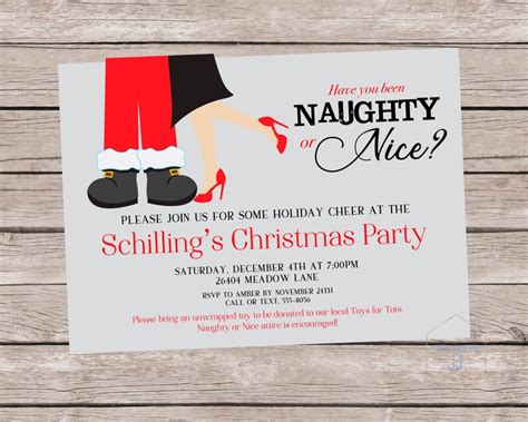 Naughty Or Nice A Christmasholiday Party Invitation 5x7 Personalized