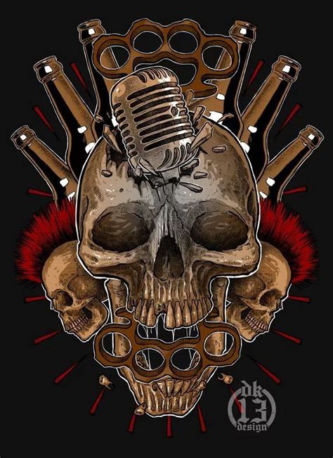 Punk Skull By Dk13 Design ☠️ Skull And Bones Skull Memento Mori