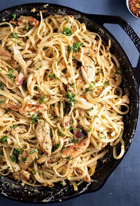 In a large skillet, sauté the bacon. Creamy Chicken Carbonara Recipe | Kitchen Swagger