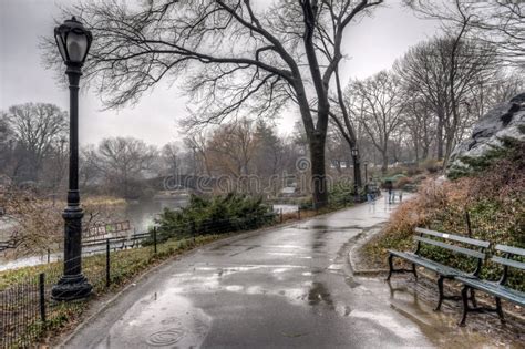 Central Park New York Dopo La Tempesta Della Pioggia Fotografia Stock