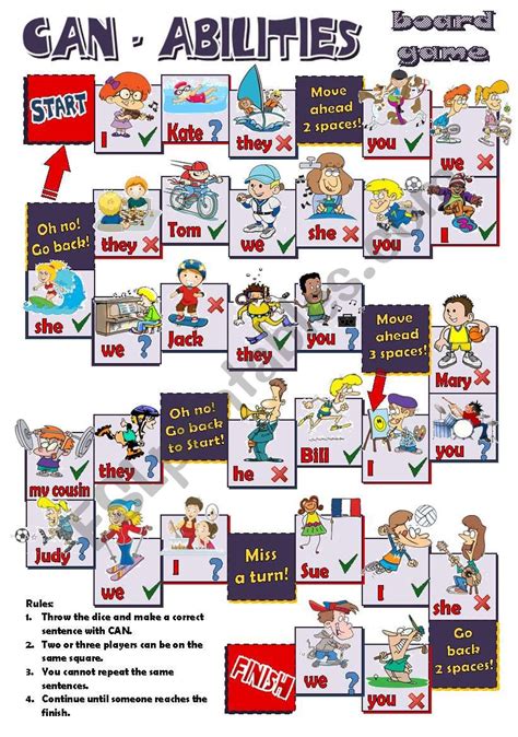 Can Abilities Board Game Bandw Included Esl Worksheet By Mada1