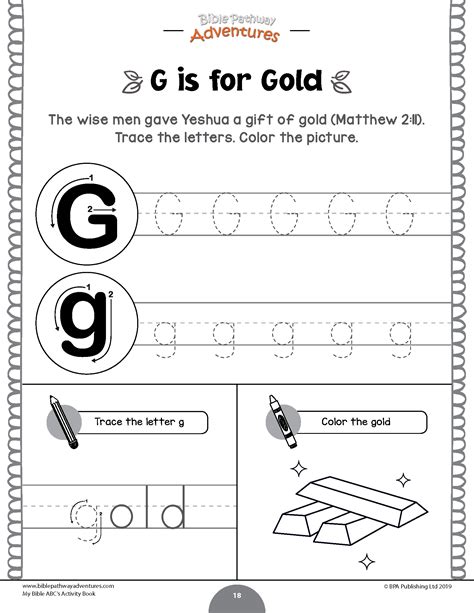 G Is For Gold Bible Alphabet Preschool Bible Alphabet Chart Read