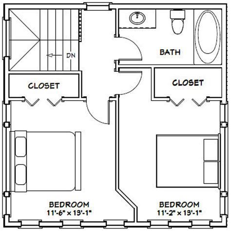 24x24 House 2 Bedroom 15 Bath 1059 Sq Ft Pdf Floor Etsy Canada