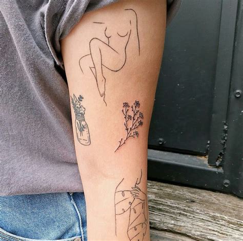I Like The Simplicity And The Flower Jar Tattoo Line Work Tattoo Line