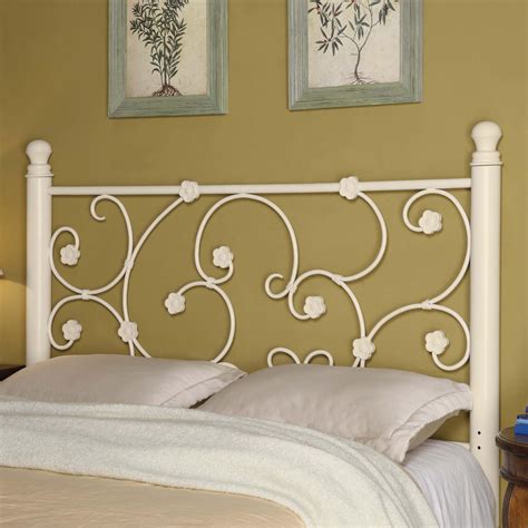 Coaster Iron Beds And Headboards Fullqueen White Metal Headboard With Elegant Vine Pattern