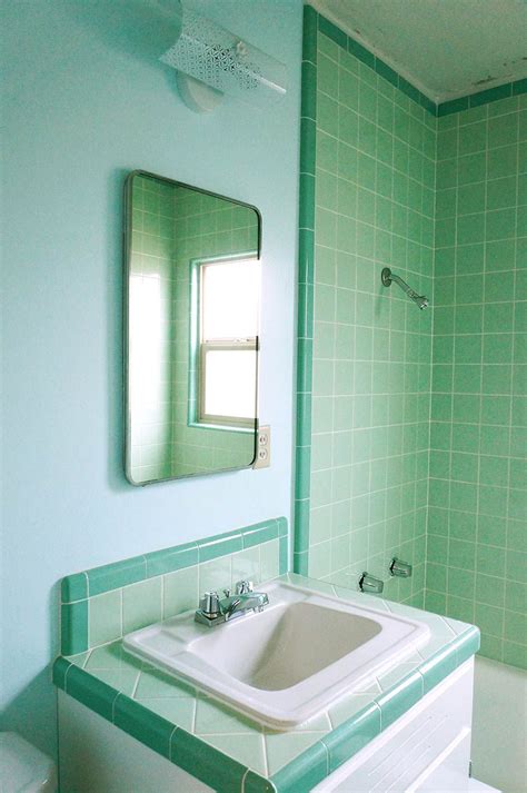 Lauras Green Bandw Tile Bathroom Remodel In Progress Retro Renovation