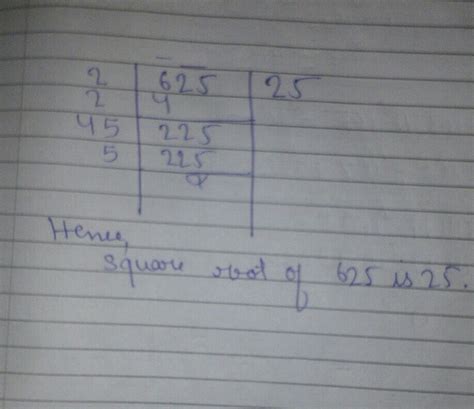 Square Root Of 625 By Division Method