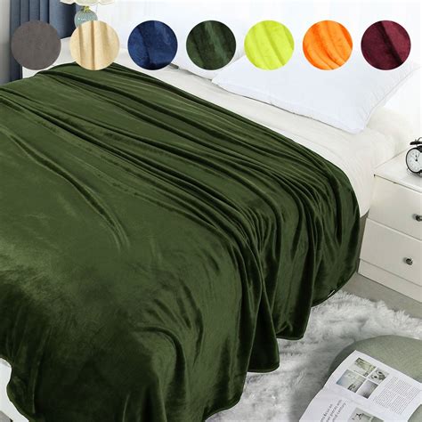 plush lightweight flannel fleece throw blanket for couch or bed twin full queen king olive green