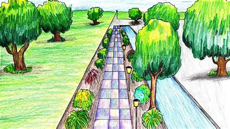 How To Draw A One Point Perspective Landscape Step By Step Very Easy
