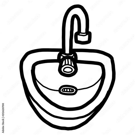 Bathroom Sink Cartoon Vector And Illustration Black And White Hand
