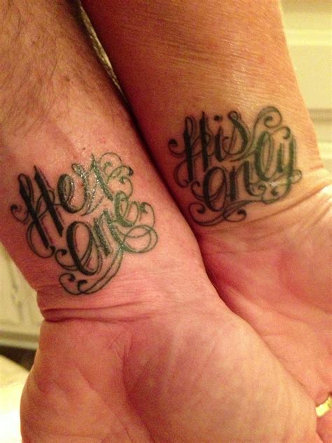Husband and wife tattoos , Her One, His Only Husband Name Tattoos, Wife