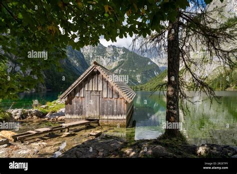 Boathouse On Obersee With Barbed Heads And Watzmann Berchtesgaden