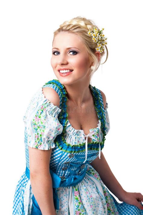 Beautiful Woman In A Traditional Bavarian Dirndl Stock Photo Image Of