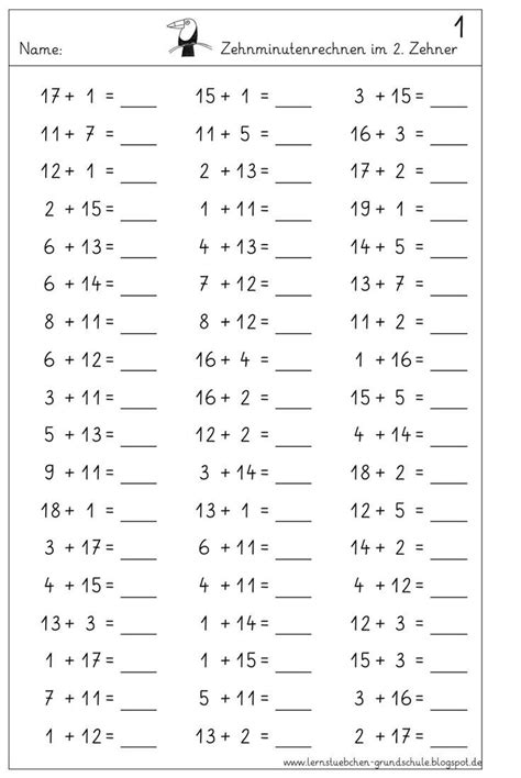 Klasse bis 20, rechnen 1. 30 Arbeitsblätter Mathe Klasse 3 Zum Ausdrucken | Math ...