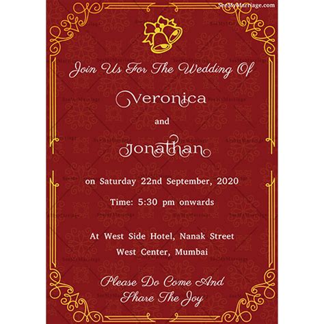Explore beautiful laser cut invites, digitally printed cards & more. Red Theme Traditional Kerala Christian Wedding Invitation Card - SeeMyMarriage