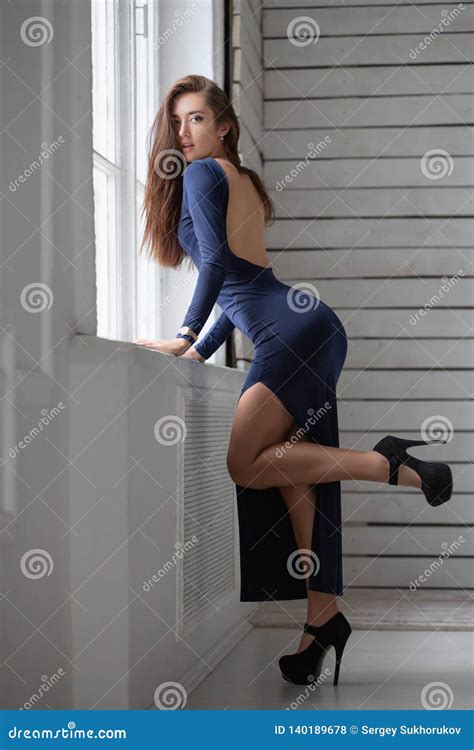 Beautiful Woman Posing Standing Stock Photo Image Of Perfect