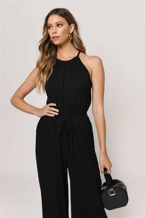 Tobi Jumpsuits Womens Saturday Morning Black Halter Jumpsuit Black ⋆