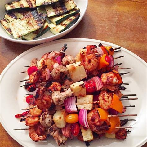 I grill them indoors—under the air conditioner— were it's cool. Grilled Pineapple BBQ Shrimp Kabobs — All Roads Lead to ...