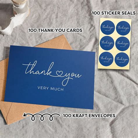 Buy 100 Heavyweight Blank Thank You Cards With Envelopes Premium